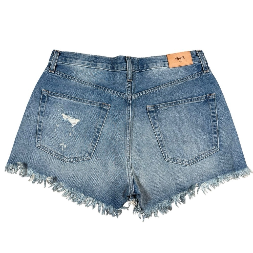 NEW Edwin Cai Shorts Womens Sz 30 Blue Anthropologie Jean Shorts 4" Cutoff Denim - Picture 2 of 9